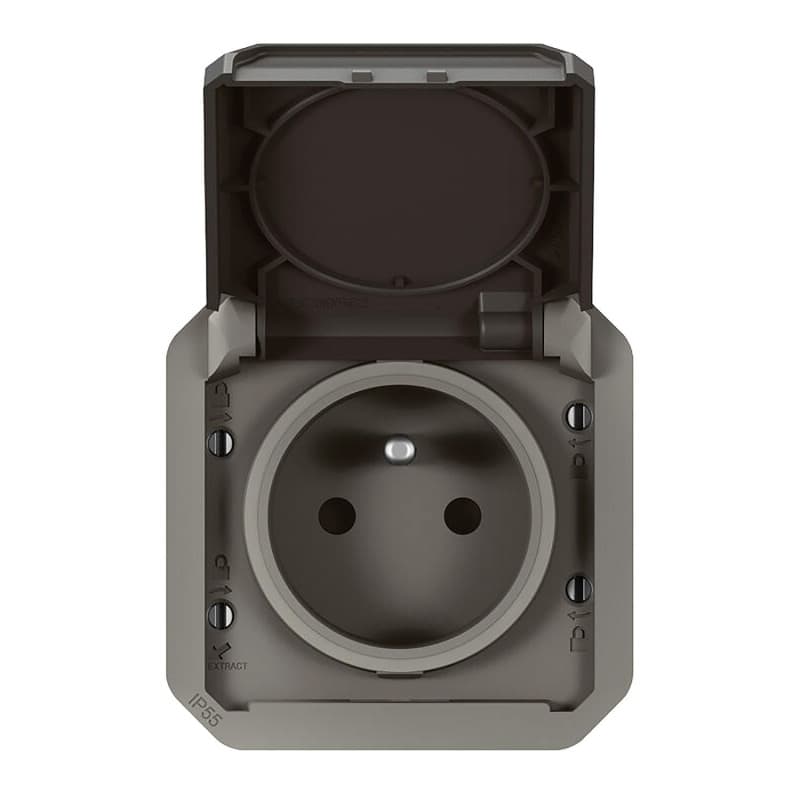 Prise de courant complète saille gris anthracite PLEXO LEGRAND 069891L