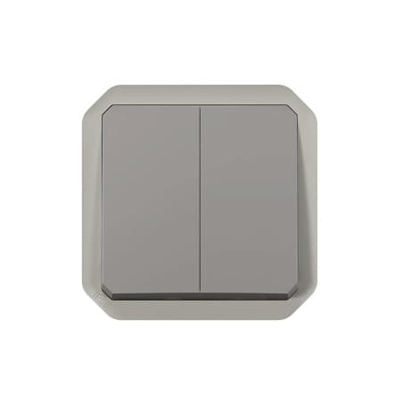Interrupteur double gris composable encastré PLEXO LEGRAND 069525L