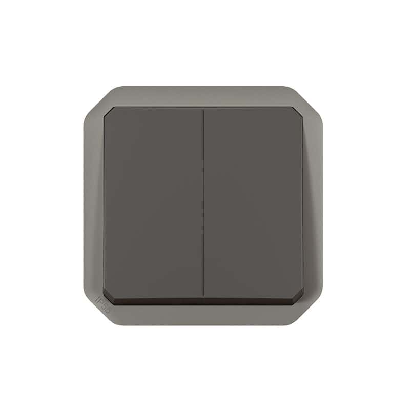 Interrupteur double composable encastré anthracite PLEXO LEGRAND 069805L