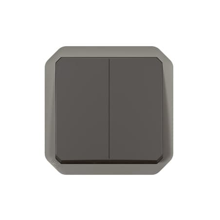 Interrupteur anthracite double composable encastré PLEXO LEGRAND 069805L