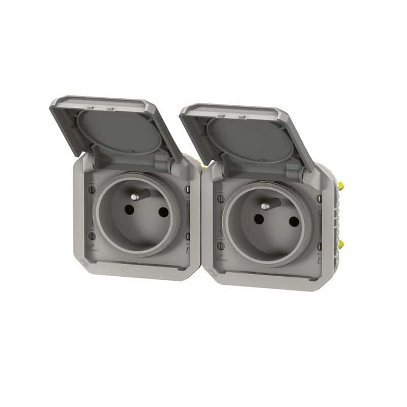 Prise de courant double horizontale composable précablée PLEXO LEGRAND 069562L