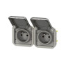 Double prise de courant grise horizontale composable précablée PLEXO LEGRAND 069562L
