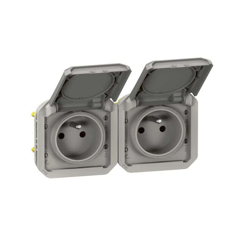 Prise de courant double horizontale composable précablée PLEXO LEGRAND 069562L