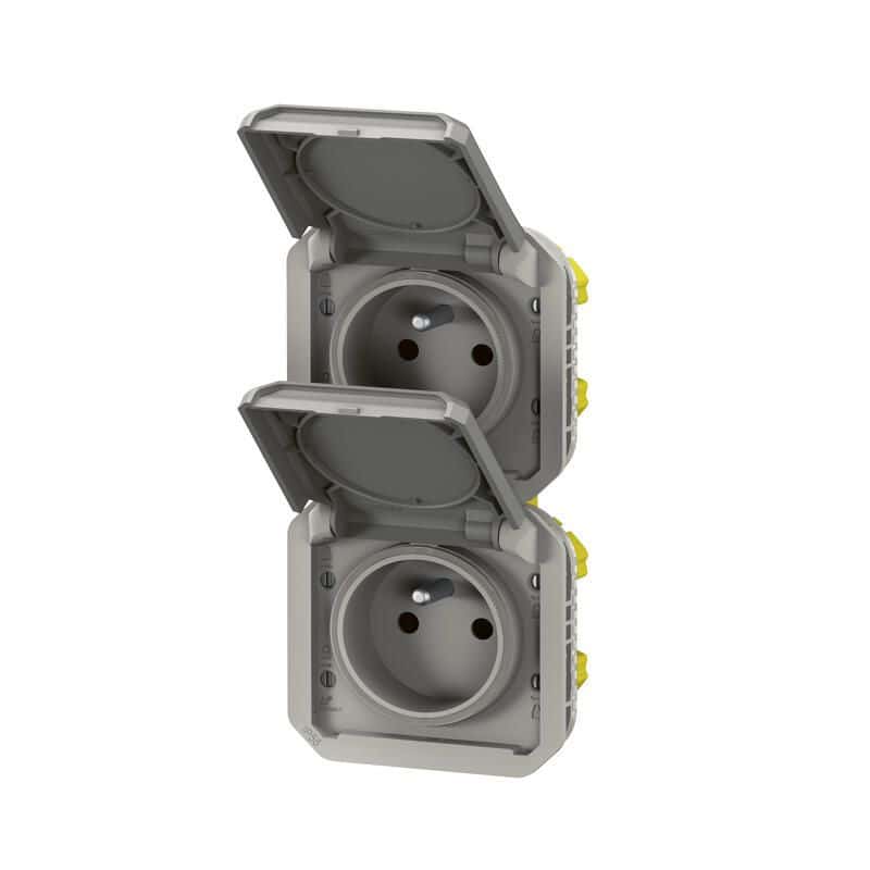 Prise de courant double verticale composable précablée PLEXO LEGRAND 069563L