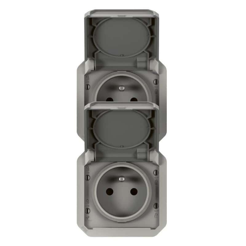 Prise de courant double verticale composable précablée PLEXO LEGRAND 069563L