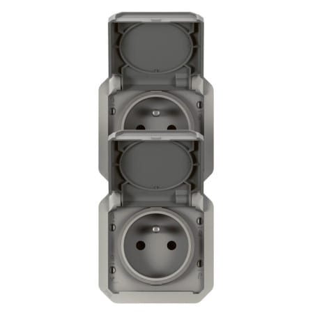 Prise de courant double verticale composable précablée PLEXO LEGRAND 069563L