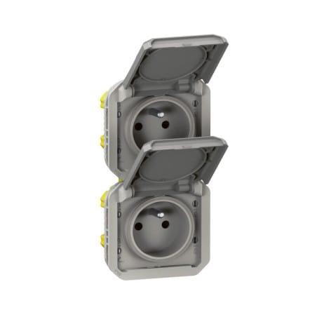 Prise de courant double verticale composable précablée PLEXO LEGRAND 069563L