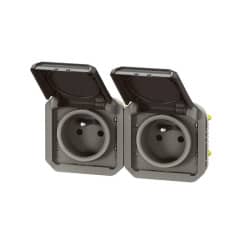 Prise de courant double horizontale composable précablée anthracite PLEXO LEGRAND 069842L