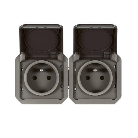 Prise de courant double horizontale composable précablée anthracite PLEXO LEGRAND 069842L