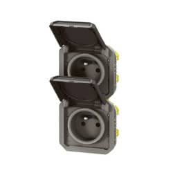 Prise de courant double verticale composable précablée anthracite PLEXO LEGRAND 069843L