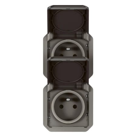 Prise de courant double verticale composable précablée anthracite PLEXO LEGRAND 069843L