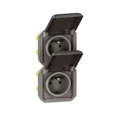 Prise de courant double verticale composable précablée anthracite PLEXO LEGRAND 069843L