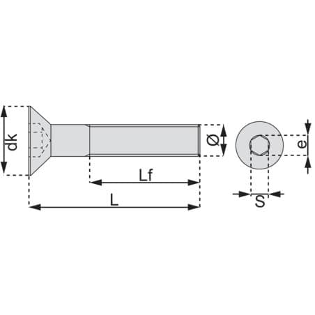 Vis métaux tête fraisée empreinte hexagonale creuse