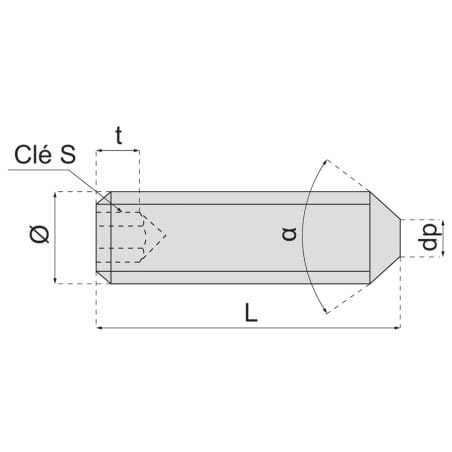 Vis métaux sans tête hexagonale creuse bout pointeau acier brut