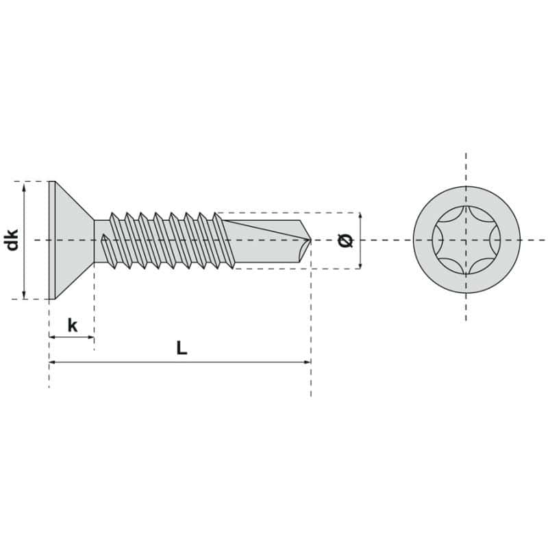 Vis autoperceuse tête fraisée torx acier zingue