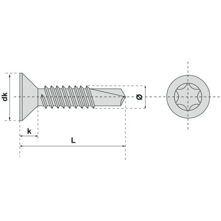 Vis autoperceuse tête fraisée torx acier zingue