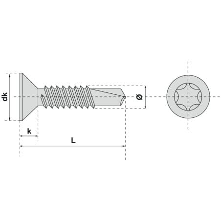 Vis autoperceuse tête fraisée torx acier zingue