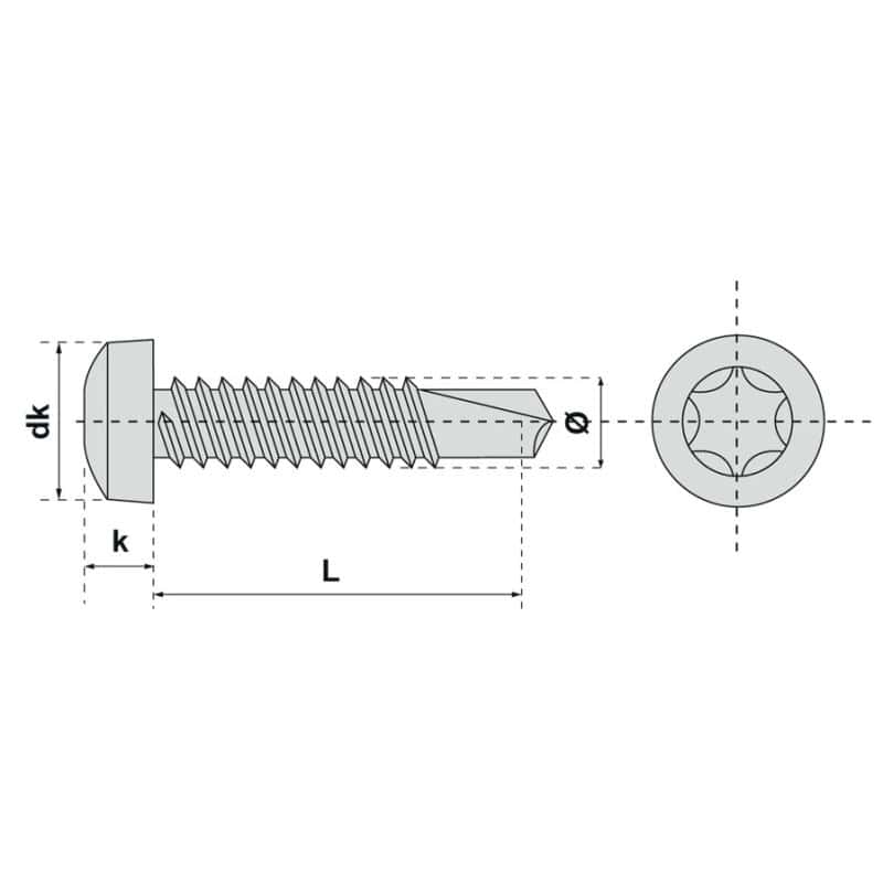 Vis autoperceuse tête cylindrique empreinte torx acier zingue blanc