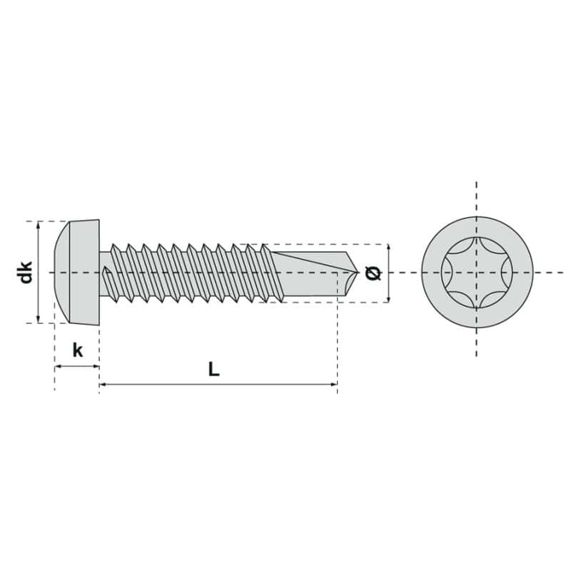 Vis autoperceuse tête cylindrique empreinte torx acier zingue blanc