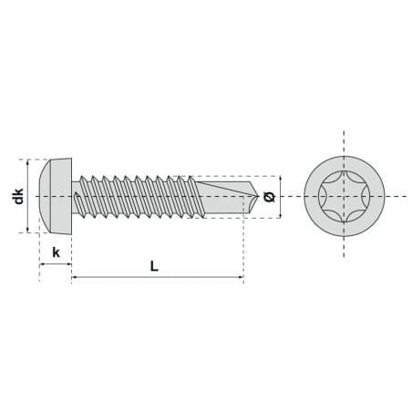 Vis autoperceuse tête cylindrique empreinte torx acier zingue blanc