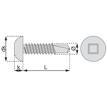 Vis autoperceuse tête cylindrique carrée acier zingue blanc