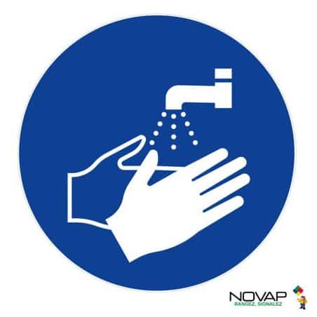 Panneau de signalisation "Obligation de se laver les mains" NOVAP