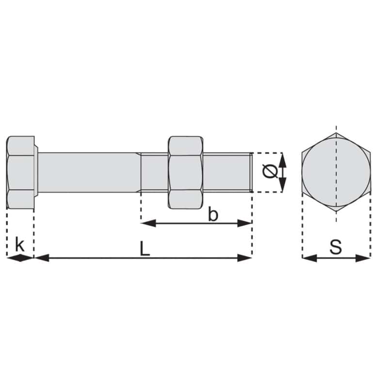 Boulon SB tête hexagonale cl 8.8