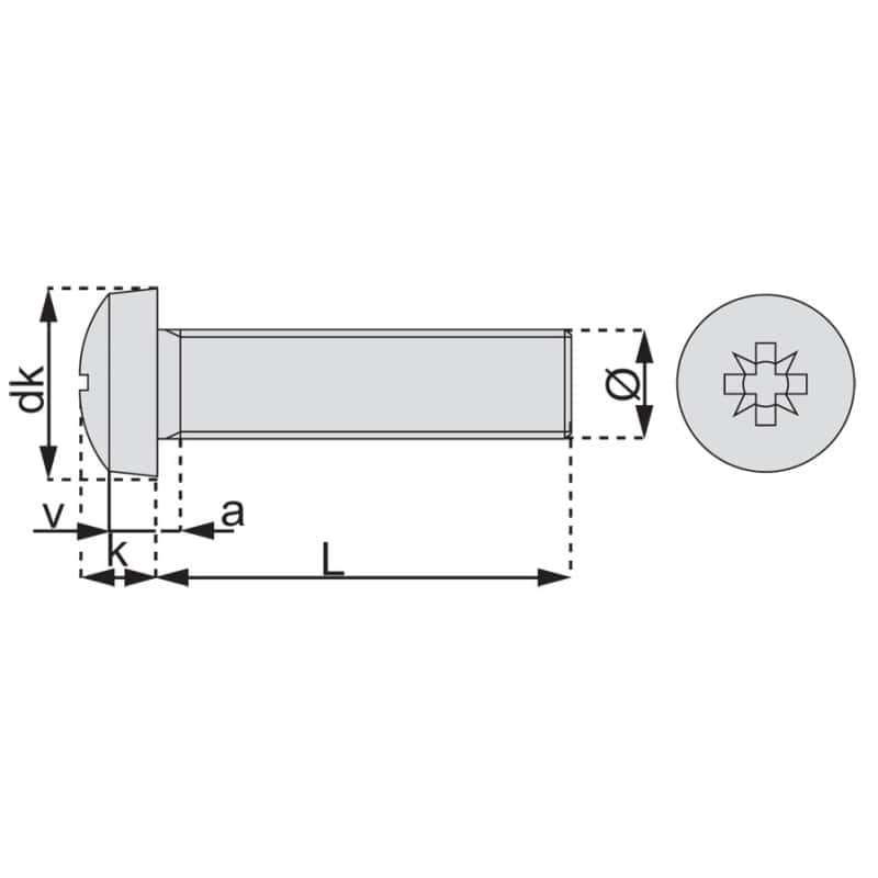 Vis métaux tête cylindrique large empreinte pozidriv