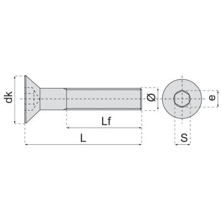 Vis métaux tête fraisée empreinte hexagonale creuse inox A2