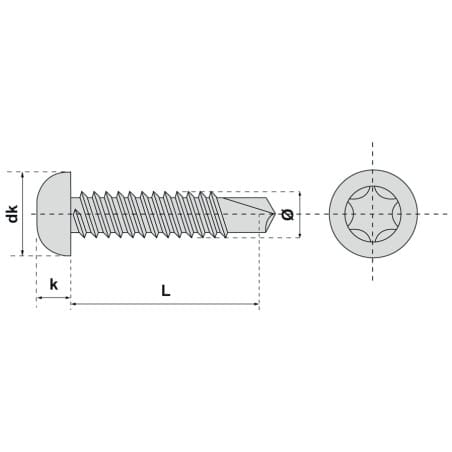 Vis autoperceuse tête cylindrique empreinte 6 lobes inox A2