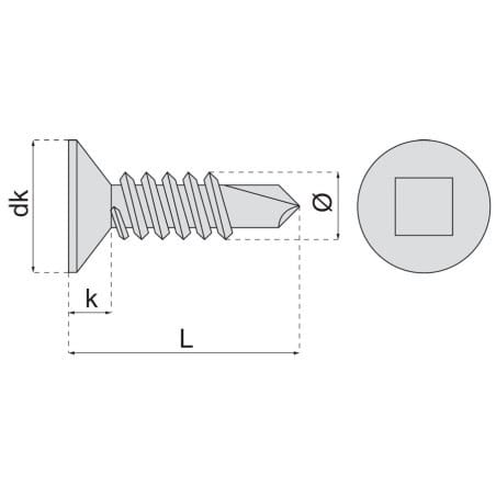 Vis autoperceuse tête fraisée empreinte carrée inox A2