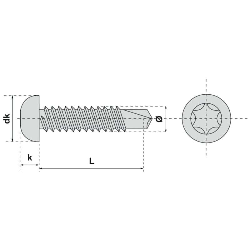 Vis autoperceuse tête cylindrique empreinte 6 lobes inox A2