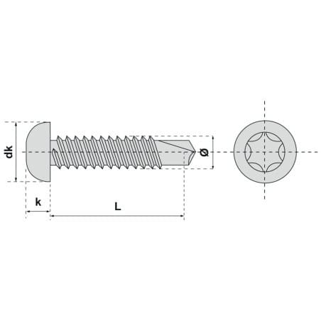 Vis autoperceuse tête cylindrique empreinte 6 lobes inox A2