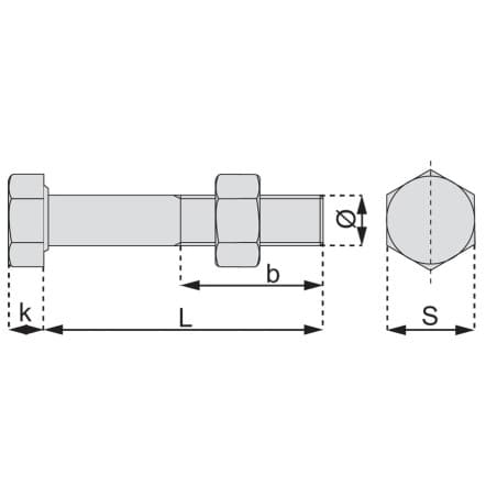 Boulon SB tête hexagonale cl 8.8
