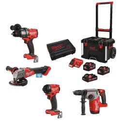Lot 4 outils 18V visseuse + perforateur + meuleuse + visseuse choc MILWAUKEE