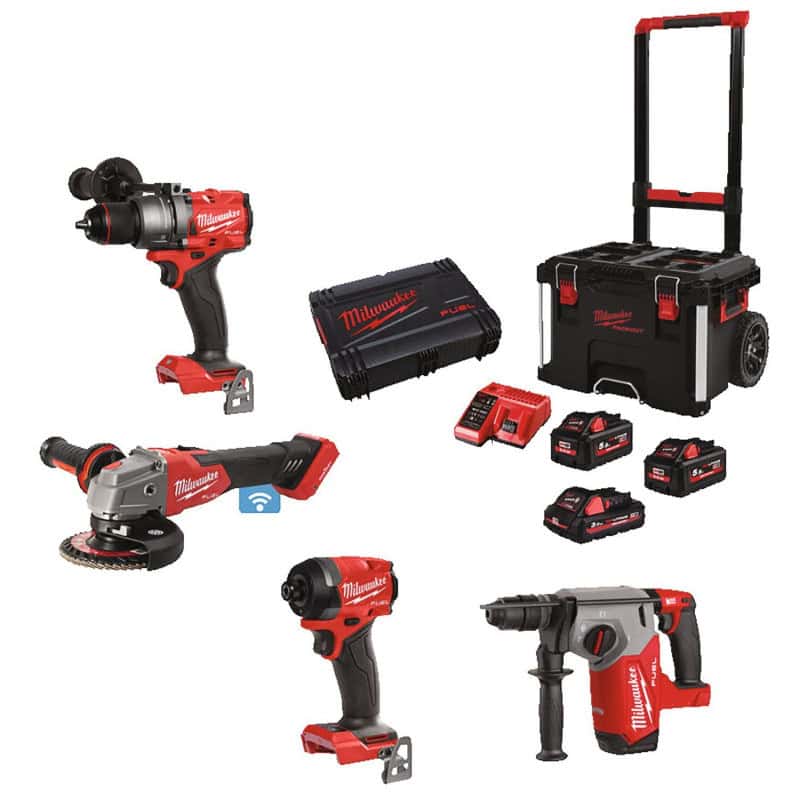 Lot 4 outils 18V visseuse + perforateur + meuleuse + visseuse choc MILWAUKEE