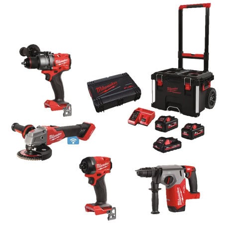Lot 4 outils 18V visseuse + perforateur + meuleuse + visseuse choc MILWAUKEE