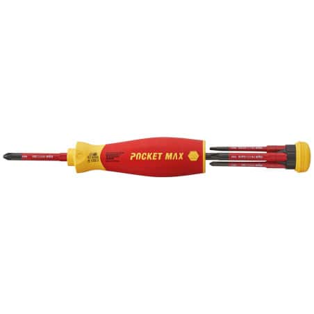 Tournevis porte-embout isolé POCKETMAX 4 embouts WIHA 45296