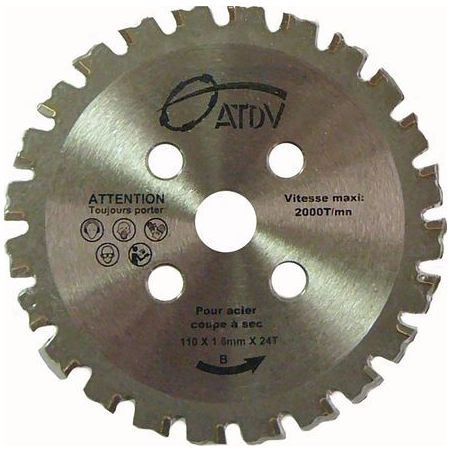 Disque pour découpeuse fer à béton TCT110/10 ATDV