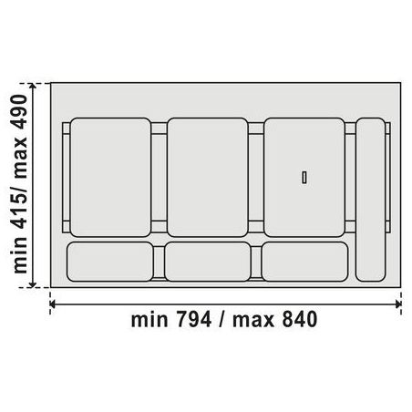 Poubelle de tiroir pour TANDEMBOX avec couvercle Pour meuble de 900 mm 6911GS1 GOLLINUCCI
