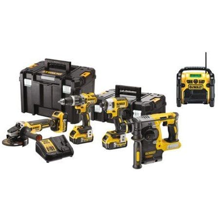 Lot 4 outils 18 V + radio de chantier 18 V DCR019-QW offerte DEWALT