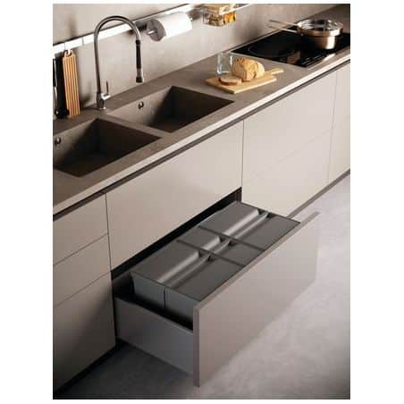 Poubelle de tiroir grande capacité 9XL Pour meuble de 600 mm 9XLBASE600A GOLLINUCCI