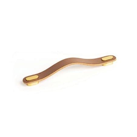 Poignée Oblong 0507 cuir Cuir beige / pastille dorée brossé 0507160P2628 VIEFE