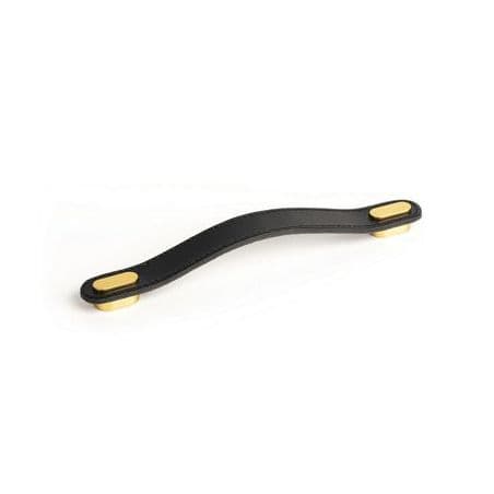 Poignée Oblong 0507 cuir Cuir noir / pastille dorée brossé 0507160P9928 VIEFE
