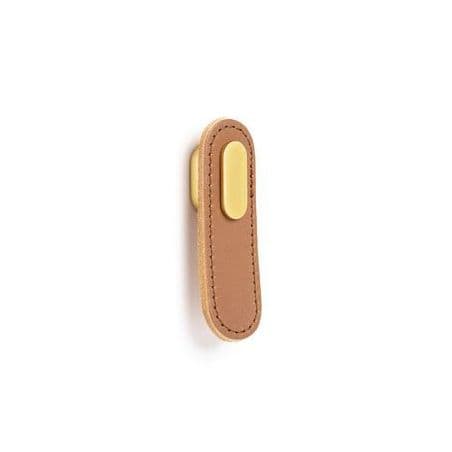 Bouton Oblong 0507 cuir Cuir beige / pastille dorée brossé 0507070P2628 VIEFE