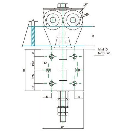 Monture à galet à déplacement latéral BOB 50 Fixation sur plat BOB50 MANTION