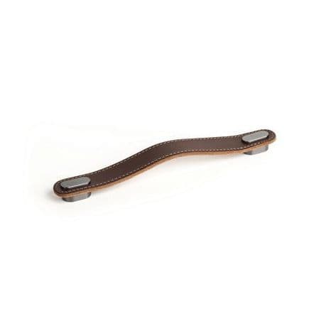 Poignée Oblong 0507 cuir Cuir marron / pastille vieux fer 0507160P3631 VIEFE