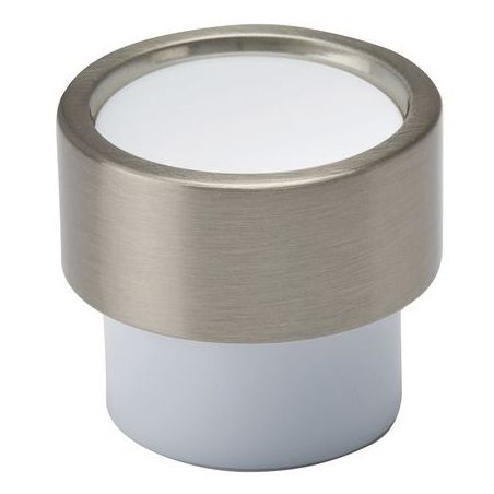Bouton Piston zamak et acrylic Nickelé brossé / blanc 0009035V0122 VIEFE