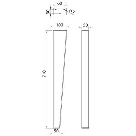 Pied métal plat Pied de table - 710 mm 54307 DEVISMES