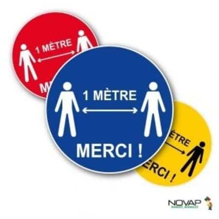Adhésif rond au sol 1 mètre merci (x5)  NOVAP